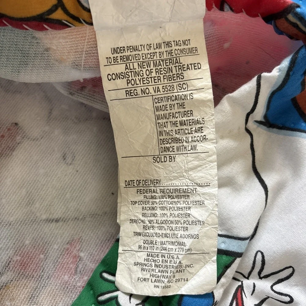 Vtg Disney Mickey Mouse Double Christmas Holiday Sled Comforter‎ 96x110